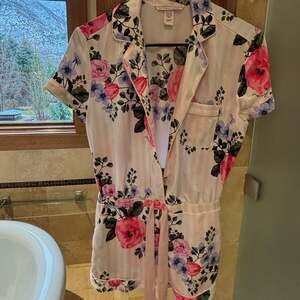 Victoria's Secret Pink Floral Stripe Satin Romper Pajama